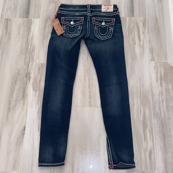 True Religion Skinny Flaps Thick Embrodered White Stitch, 27x31, NWT, $352 MSRP - Picture 8 of 12